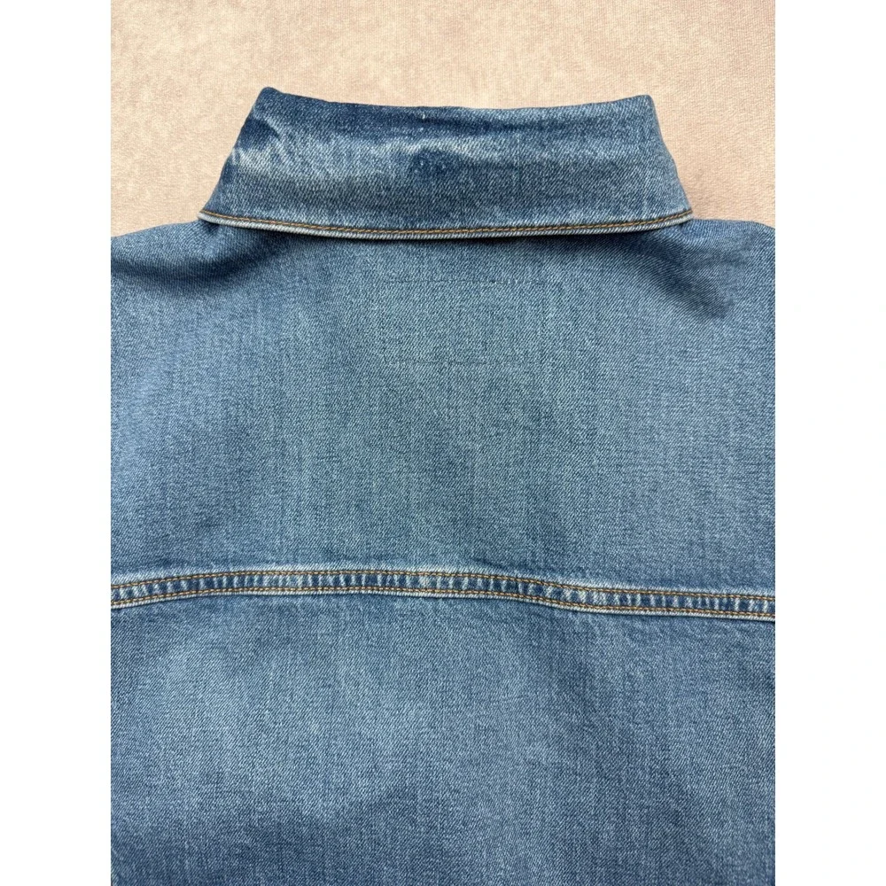 Wrangler Slow Horses Embroidered Denim Blue Trucker Jacket Medium Wash Mens L